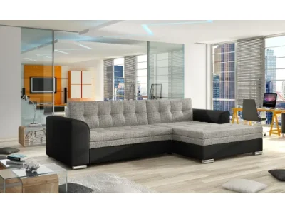 NABBI Caltanis P rohová sedačka s rozkladom sivá (Berlin 01) / čierna (Soft 11)