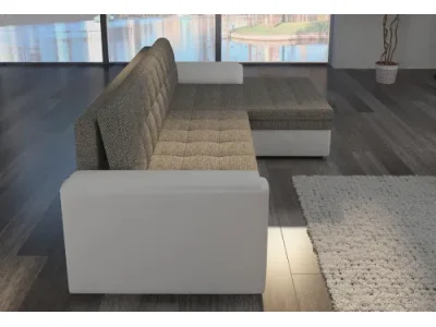 Detail produktu NABBI Caltanis P rohová sedačka s rozkladom sivá (Berlin 01) / čierna (Soft 11)