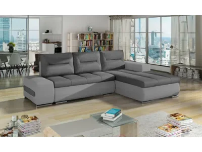 NABBI Otelo P rohová sedačka s rozkladom a úložným priestorom sivá / svetlosivá