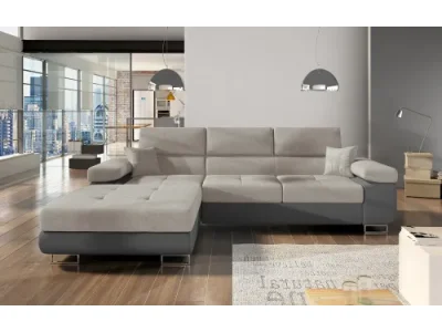 NABBI Alkazar L rohová sedačka s rozkladom a úložným priestorom svetlosivá / sivá