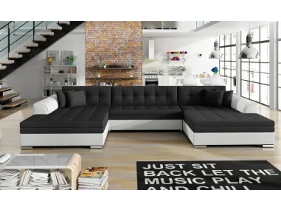 NABBI Valver U L/P rohová sedačka u s rozkladom čierna / biela