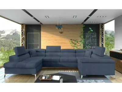 NABBI Torres U P rohová sedačka u s rozkladom a úložným priestorom modrá