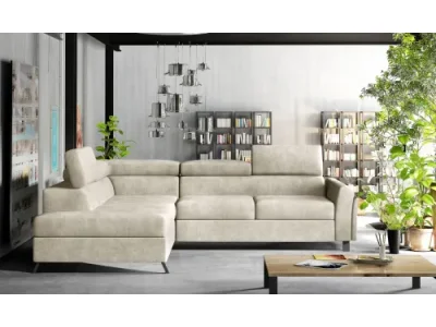 NABBI Korense L rohová sedačka s rozkladom a úložným priestorom béžová (Dora 21)