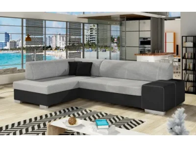 NABBI Ferol L rohová sedačka s rozkladom a úložným priestorom svetlosivá (Sawana 21) / čierna (Sawana 14)