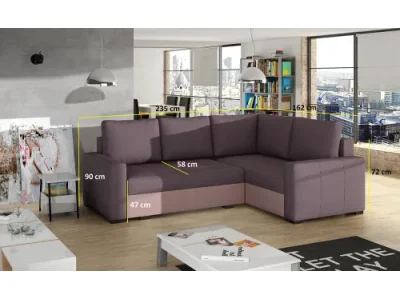 Detail produktu NABBI Castelo L rohová sedačka s rozkladom a úložným priestorom sivá (Berlin 01) / biela (Soft 17)