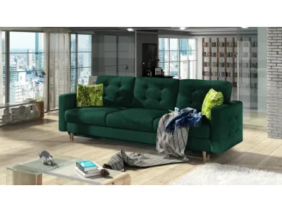 NABBI Aveza 3F rozkladacia trojsedačka s úložným priestorom tmavozelená / vzor