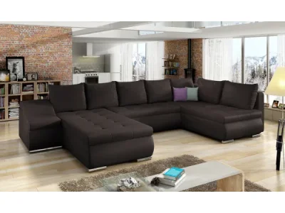 NABBI Grosseto P rohová sedačka u s rozkladom a úložným priestorom tmavohnedá