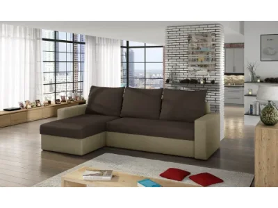 NABBI Lucca L/P rohová sedačka s rozkladom a úložným priestorom hnedá / béžová