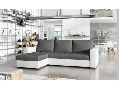 Detail produktu NABBI Novara L/P rohová sedačka s rozkladom a úložným priestorom sivá (Sawana 05) / biela (Soft 17)