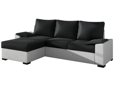 Detail produktu NABBI Linzo L/P rohová sedačka s rozkladom a úložným priestorom čierna / biela