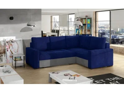 NABBI Castelo P rohová sedačka s rozkladom a úložným priestorom tmavomodrá / svetlosivá