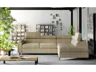 NABBI Korense P rohová sedačka s rozkladom a úložným priestorom cappuccino