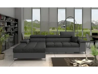 Detail produktu NABBI Rosino L rohová sedačka s rozkladom a úložným priestorom tmavosivá / sivá