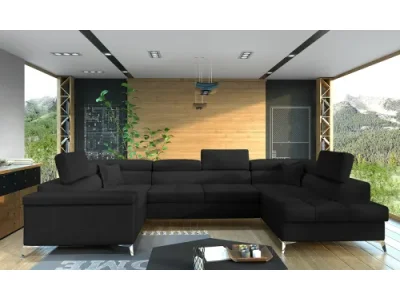 NABBI Torres U L rohová sedačka u s rozkladom a úložným priestorom čierna (Sawana 14)