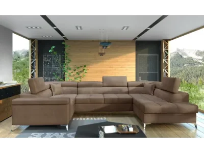 NABBI Torres U L rohová sedačka u s rozkladom a úložným priestorom hnedá