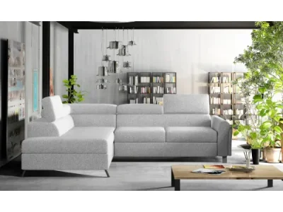 NABBI Korense L rohová sedačka s rozkladom a úložným priestorom svetlosivá (Grande 81)