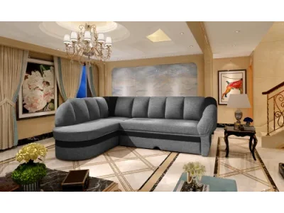 Detail produktu NABBI Belluno L rohová sedačka s rozkladom a úložným priestorom sivá (Sawana 05) / čierna (Soft 11)