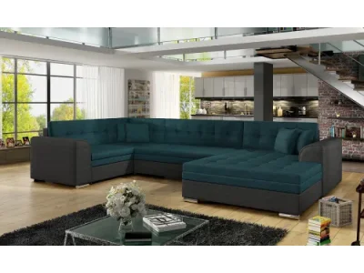 NABBI Deramo U L rohová sedačka u s rozkladom svetlomodrá / čierna