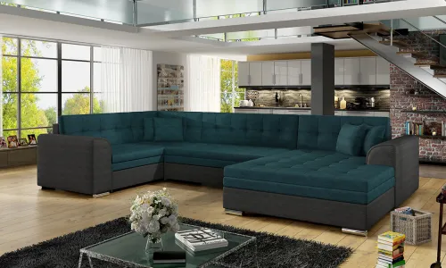 NABBI Deramo U L rohová sedačka u s rozkladom svetlomodrá / čierna