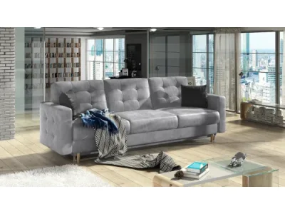 NABBI Aveza 3F rozkladacia trojsedačka s úložným priestorom svetlosivá / čierna