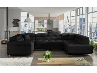 NABBI Licaro U L rohová sedačka u s rozkladom a úložným priestorom čierna (Sawana 14)