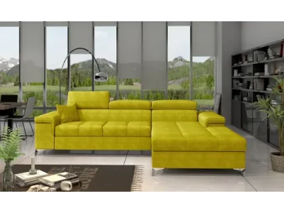 NABBI Rosino P rohová sedačka s rozkladom a úložným priestorom žltá