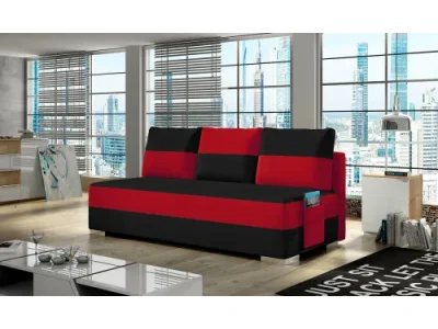 NABBI Adria rozkladacia pohovka s úložným priestorom čierna / červená