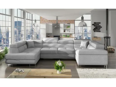 NABBI Licaro U P rohová sedačka u s rozkladom a úložným priestorom svetlosivá