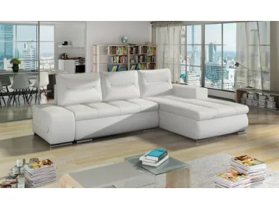 NABBI Otelo P rohová sedačka s rozkladom a úložným priestorom biela