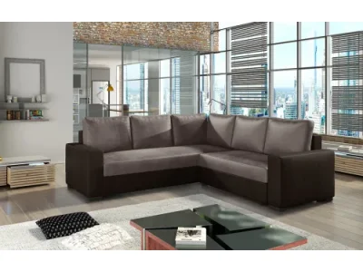 NABBI Calabria L/P rohová sedačka s rozkladom a úložným priestorom hnedá / tmavohnedá