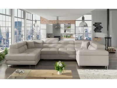 NABBI Licaro U P rohová sedačka u s rozkladom a úložným priestorom svetlohnedá