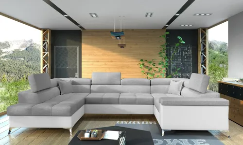 NABBI Torres U P rohová sedačka u s rozkladom a úložným priestorom svetlosivá / biela