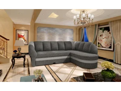 Detail produktu NABBI Belluno P rohová sedačka s rozkladom a úložným priestorom čierna / svetlosivá