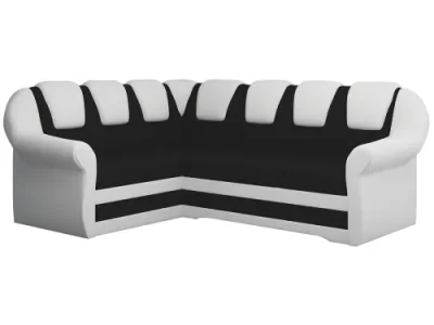 Detail produktu NABBI Latino II L rohová sedačka s rozkladom a úložným priestorom čierna (Sawana 14) / biela (Soft 17)