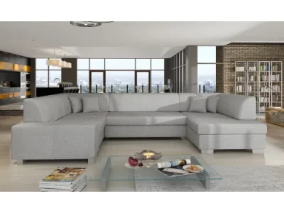 NABBI Halvega L rohová sedačka u s rozkladom a úložným priestorom svetlosivá