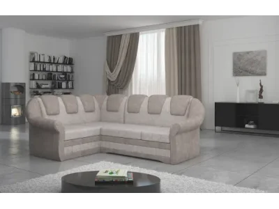 NABBI Latino II L rohová sedačka s rozkladom a úložným priestorom béžová / svetlohnedá