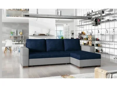 NABBI Novara L/P rohová sedačka s rozkladom a úložným priestorom tmavomodrá / svetlosivá