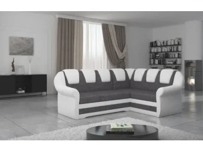 NABBI Latino II P rohová sedačka s rozkladom a úložným priestorom sivá / biela