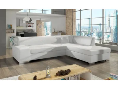 NABBI Pinero P rohová sedačka s rozkladom a úložným priestorom biela