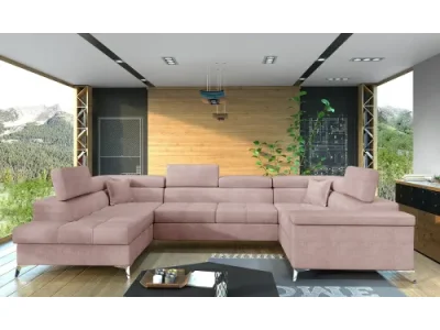 Detail produktu NABBI Torres U P rohová sedačka u s rozkladom a úložným priestorom ružová