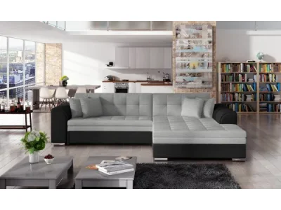 NABBI Salerno P rohová sedačka s rozkladom svetlosivá / čierna