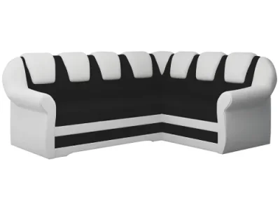 Detail produktu NABBI Latino II P rohová sedačka s rozkladom a úložným priestorom čierna (Sawana 14) / biela (Soft 17)