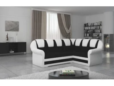 NABBI Latino II P rohová sedačka s rozkladom a úložným priestorom čierna (Sawana 14) / biela (Soft 17)