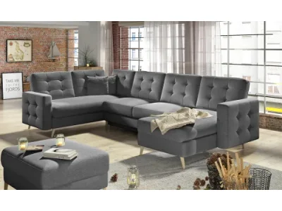 NABBI Aveza U L/P rohová sedačka u s rozkladom sivá (Sawana 05)