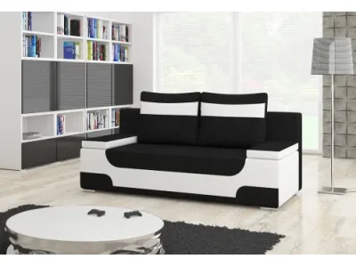 NABBI Aosta rozkladacia pohovka s úložným priestorom čierna / biela