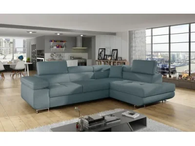 NABBI Almero P rohová sedačka s rozkladom a úložným priestorom mentolová