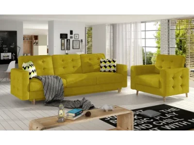 NABBI Aveza 3+1 rozkladacia sedacia súprava žltá / vzor