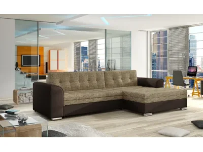 NABBI Caltanis P rohová sedačka s rozkladom cappuccino / tmavohnedá