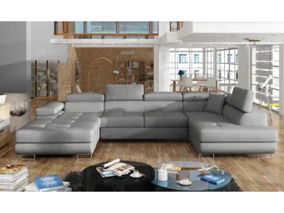 NABBI Rossano U P rohová sedačka u s rozkladom sivá