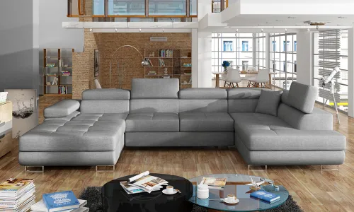 NABBI Rossano U P rohová sedačka u s rozkladom sivá